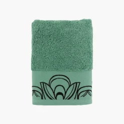Serviettes De Toilette|Carré Blanc Serviette de toilette coton Azulejos vert