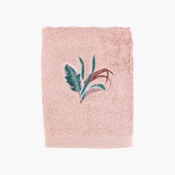 Serviettes De Toilette|Carré Blanc Serviette de toilette coton et viscose de bambou Calathéa rose