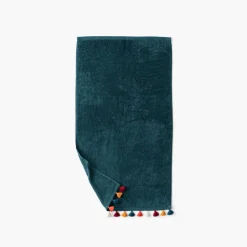 Serviettes De Toilette|Carré Blanc Serviette de toilette coton Eclats bleu pétrole