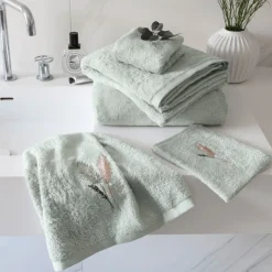 Serviettes De Toilette|Carré Blanc Serviette de toilette coton et viscose de bambou Pampa II jade