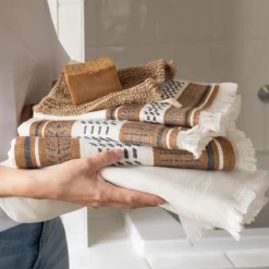 Serviettes De Toilette|Carré Blanc Serviette de toilette coton Eclipse écru