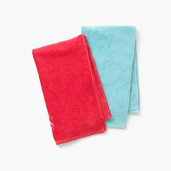 Serviettes De Toilette|Carré Blanc Serviette de toilette coton Atlantis corail