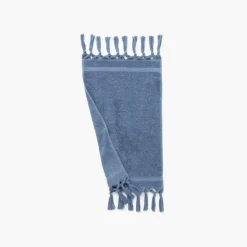 Serviettes Invité|Carré Blanc Serviette invité bouclette de coton Madeleine indigo