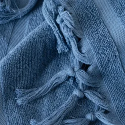 Serviettes Invité|Carré Blanc Serviette invité bouclette de coton Madeleine indigo