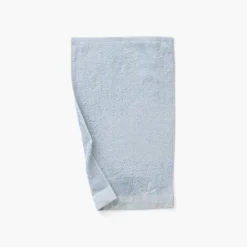 Serviettes Invité|Carré Blanc Serviette invité coton et viscose de bambou Equinoxe bleu givre