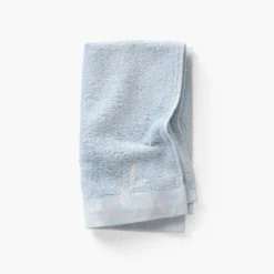 Serviettes Invité|Carré Blanc Serviette invité coton et viscose de bambou Equinoxe bleu givre