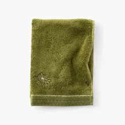 Serviettes Invité|Carré Blanc Serviette invité coton et viscose de bambou Silvalys vert mousse