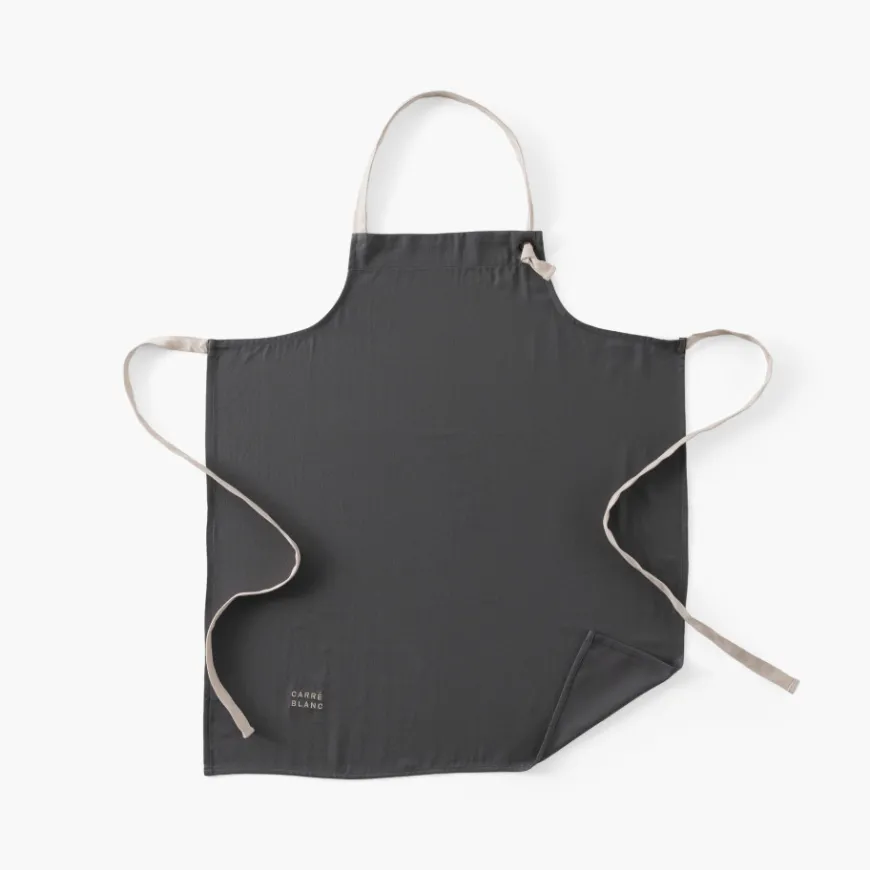 Coffrets Cadeaux|Coffrets Cadeaux|Carré Blanc Tablier de cuisine coton Signature charbon