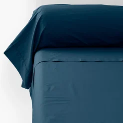 Taies De Traversin|Carré Blanc Taie de traversin percale de coton Neo bleu prusse