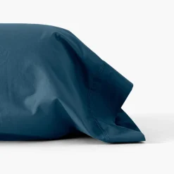 Taies De Traversin|Carré Blanc Taie de traversin percale de coton Neo bleu prusse