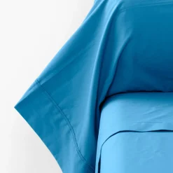 Taies De Traversin|Carré Blanc Taie de traversin percale de coton Neo azur
