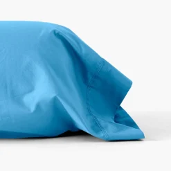 Taies De Traversin|Carré Blanc Taie de traversin percale de coton Neo azur