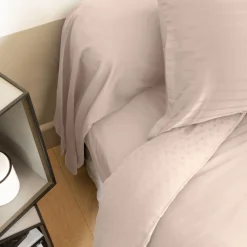 Taies De Traversin|Carré Blanc Taie de traversin satin de coton unie Prestige nacre