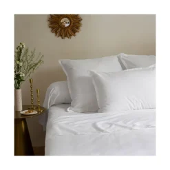 Taies De Traversin|Carré Blanc Taie de traversin satin de coton unie Prestige blanc
