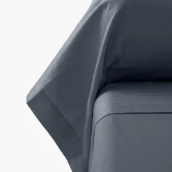 Taies De Traversin|Carré Blanc Taie de traversin satin de coton unie Prestige bleu nuit