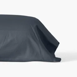 Taies De Traversin|Carré Blanc Taie de traversin satin de coton unie Prestige bleu nuit