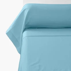 Taies De Traversin|Carré Blanc Taie de traversin satin de coton unie Prestige glacier