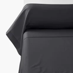 Taies De Traversin|Carré Blanc Taie de traversin satin de coton unie Prestige noir