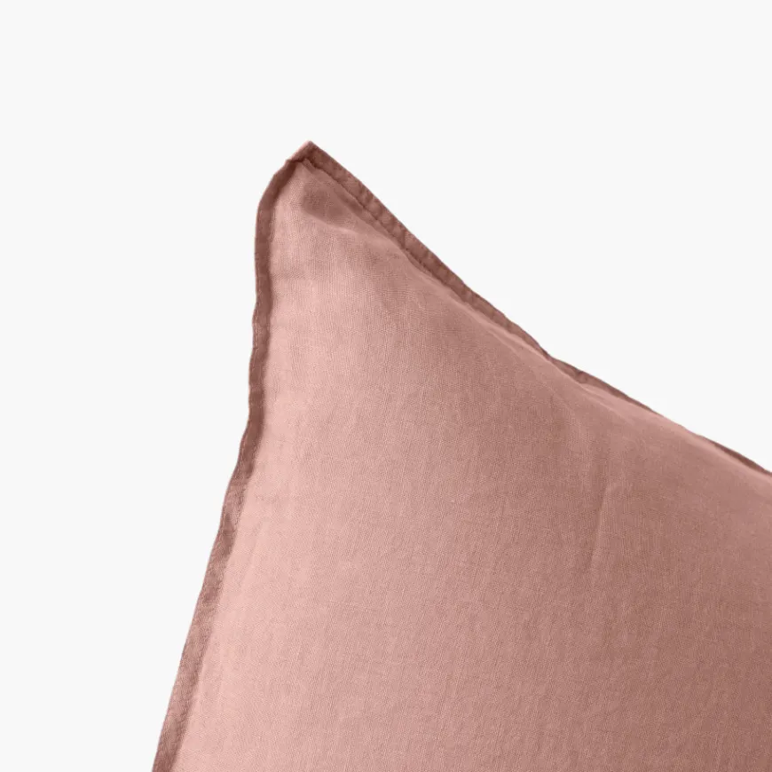 Taies D'oreiller|Taies D’oreiller|Carré Blanc Taie d'oreiller carrée lin lavé Songe rose cendré