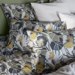 Taies D’oreiller|Carré Blanc Taie d'oreiller carrée percale de coton Neo ficelle floral