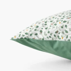 Taies D’oreiller|Carré Blanc Taie d'oreiller carrée percale de coton Neo thym végétal
