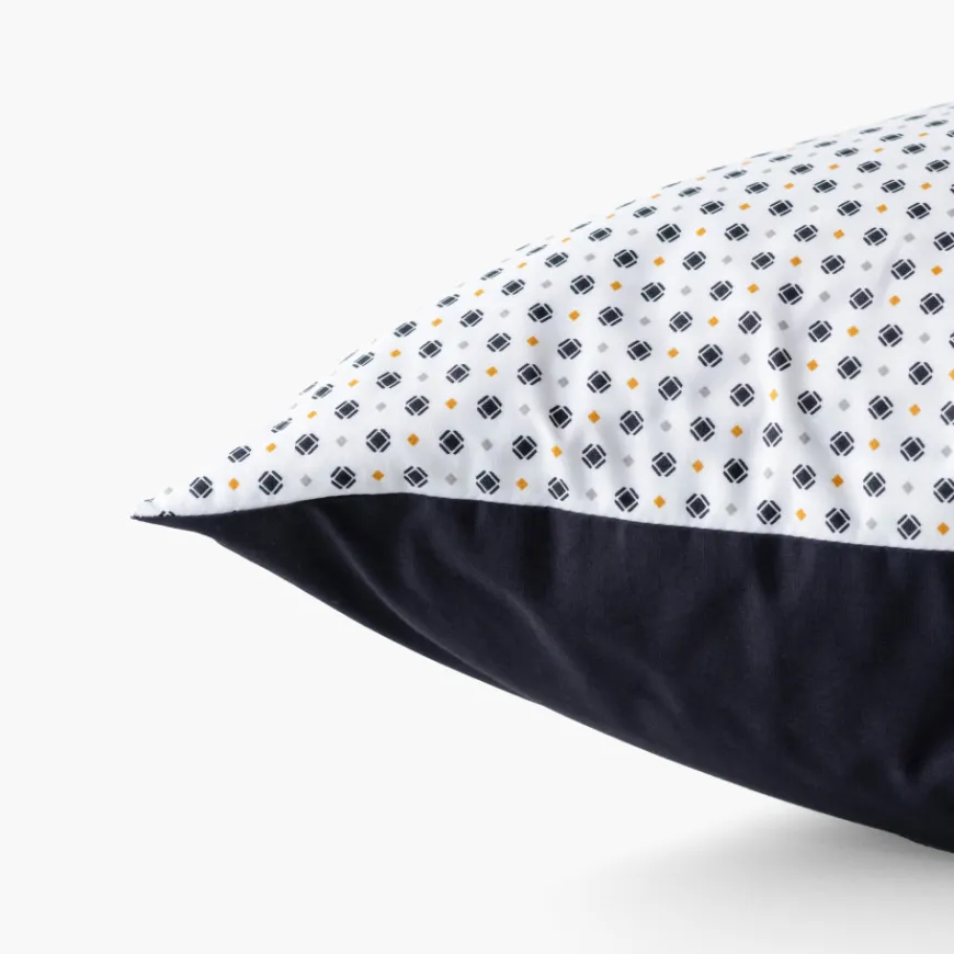 Taies D’oreiller|Carré Blanc Taie d'oreiller carrée percale de coton Neo anthracite géométrique