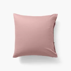 Taies D’oreiller|Carré Blanc Taie d'oreiller carrée satin de coton lavé bio Quartz blush