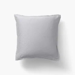 Taies D’oreiller|Carré Blanc Taie d'oreiller carrée satin de coton jacquard pois et rayures Prestige tourterelle