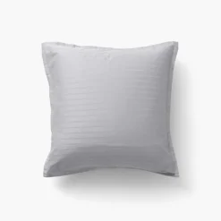 Taies D’oreiller|Carré Blanc Taie d'oreiller carrée satin de coton jacquard pois et rayures Prestige tourterelle