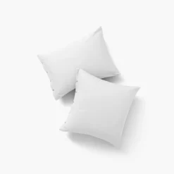 Taies D’oreiller|Carré Blanc Taie d'oreiller carrée satin de coton lavé bio Quartz blanc