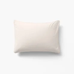 Taies D’oreiller|Carré Blanc Taie d'oreiller rectangulaire pur coton lavé biologique Souffle vanille