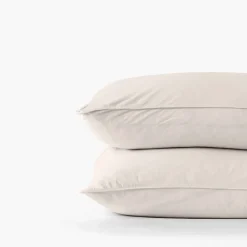 Taies D’oreiller|Carré Blanc Taie d'oreiller rectangulaire pur coton lavé biologique Souffle vanille