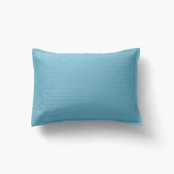 Taies D’oreiller|Carré Blanc Taie d'oreiller rectangulaire satin de coton jacquard pois et rayures Prestige glacier