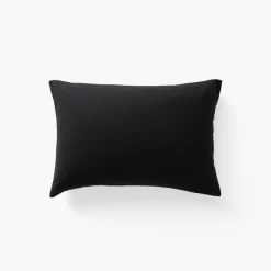 Taies D’oreiller|Carré Blanc Taie d'oreiller rectangulaire lin et coton lavé Songe charbon carreaux