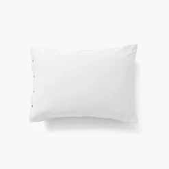 Taies D’oreiller|Carré Blanc Taie d'oreiller rectangulaire satin de coton lavé bio Quartz blanc