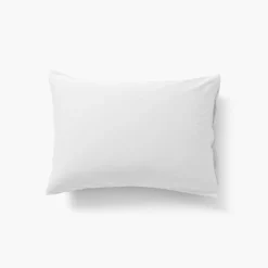Taies D’oreiller|Carré Blanc Taie d'oreiller rectangulaire satin de coton lavé bio Quartz blanc
