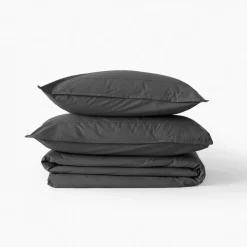 Taies D’oreiller|Carré Blanc Taie d'oreiller rectangulaire coton Neo anthracite
