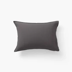 Taies D’oreiller|Carré Blanc Taie d'oreiller rectangulaire lin lavé Songe charbon