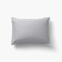 Taies D’oreiller|Carré Blanc Taie d'oreiller rectangulaire satin de coton jacquard pois et rayures Prestige tourterelle