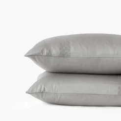 Taies D’oreiller|Carré Blanc Taie d'oreiller rectangulaire satin de coton Titane