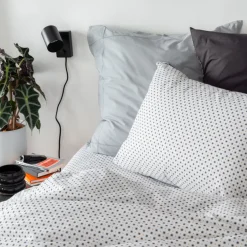 Taies D’oreiller|Carré Blanc Taie d'oreiller rectangulaire percale de coton Neo anthracite géometrique
