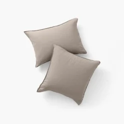 Taies D’oreiller|Carré Blanc Taie d'oreiller rectangulaire lin et coton lavé Songe grège
