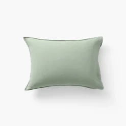 Taies D’oreiller|Carré Blanc Taie d'oreiller rectangulaire lin et coton lavé Songe Eucalyptus