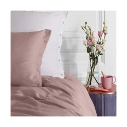 Taies D’oreiller|Carré Blanc Taie d'oreiller rectangulaire satin de coton lavé bio Quartz blush
