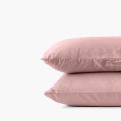 Taies D’oreiller|Carré Blanc Taie d'oreiller rectangulaire satin de coton lavé bio Quartz blush