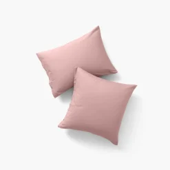 Taies D’oreiller|Carré Blanc Taie d'oreiller rectangulaire satin de coton lavé bio Quartz blush