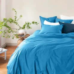 Taies D’oreiller|Carré Blanc Taie d'oreiller rectangulaire coton Neo azur