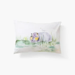 Linge De Litbio|Taies D'oreiller|Carré Blanc Taie d'oreiller rectangulaire pur coton bio Safari