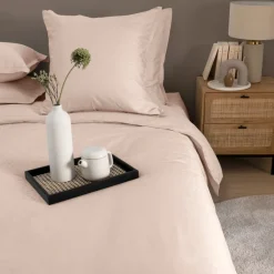 Taies D’oreiller|Carré Blanc Taie d'oreiller rectangulaire satin de coton jacquard pois et rayures Prestige nacre