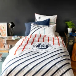 Taies D’oreiller|Carré Blanc Taie d'oreiller rectangulaire percale de coton Roland-Garros 2023